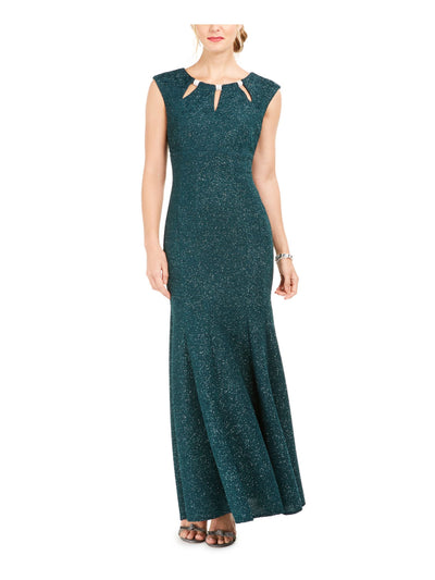 R&M RICHARDS Womens Green Cap Sleeve Keyhole Maxi Mermaid Formal Dress Size: 8