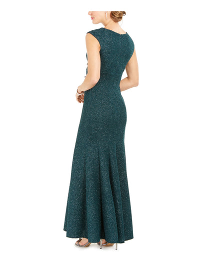 R&M RICHARDS Womens Green Cap Sleeve Keyhole Maxi Mermaid Formal Dress Size: 8