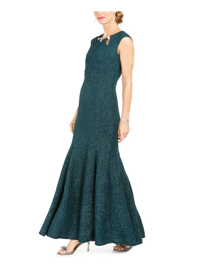 R&M RICHARDS Womens Green Cap Sleeve Keyhole Maxi Mermaid Formal Dress Size: 8