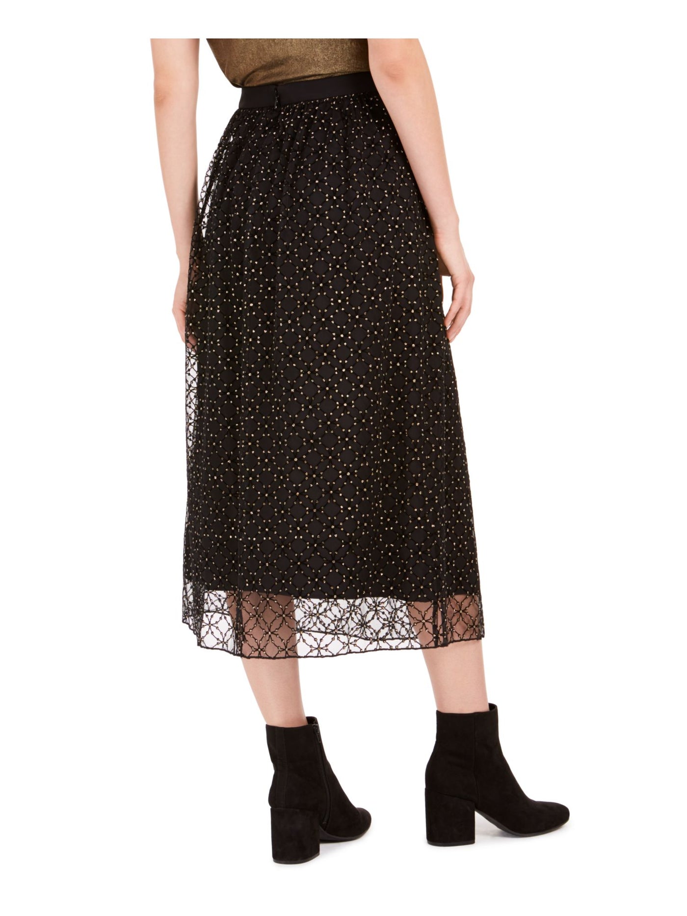 BAR III Womens Embellished Midi A-Line Skirt