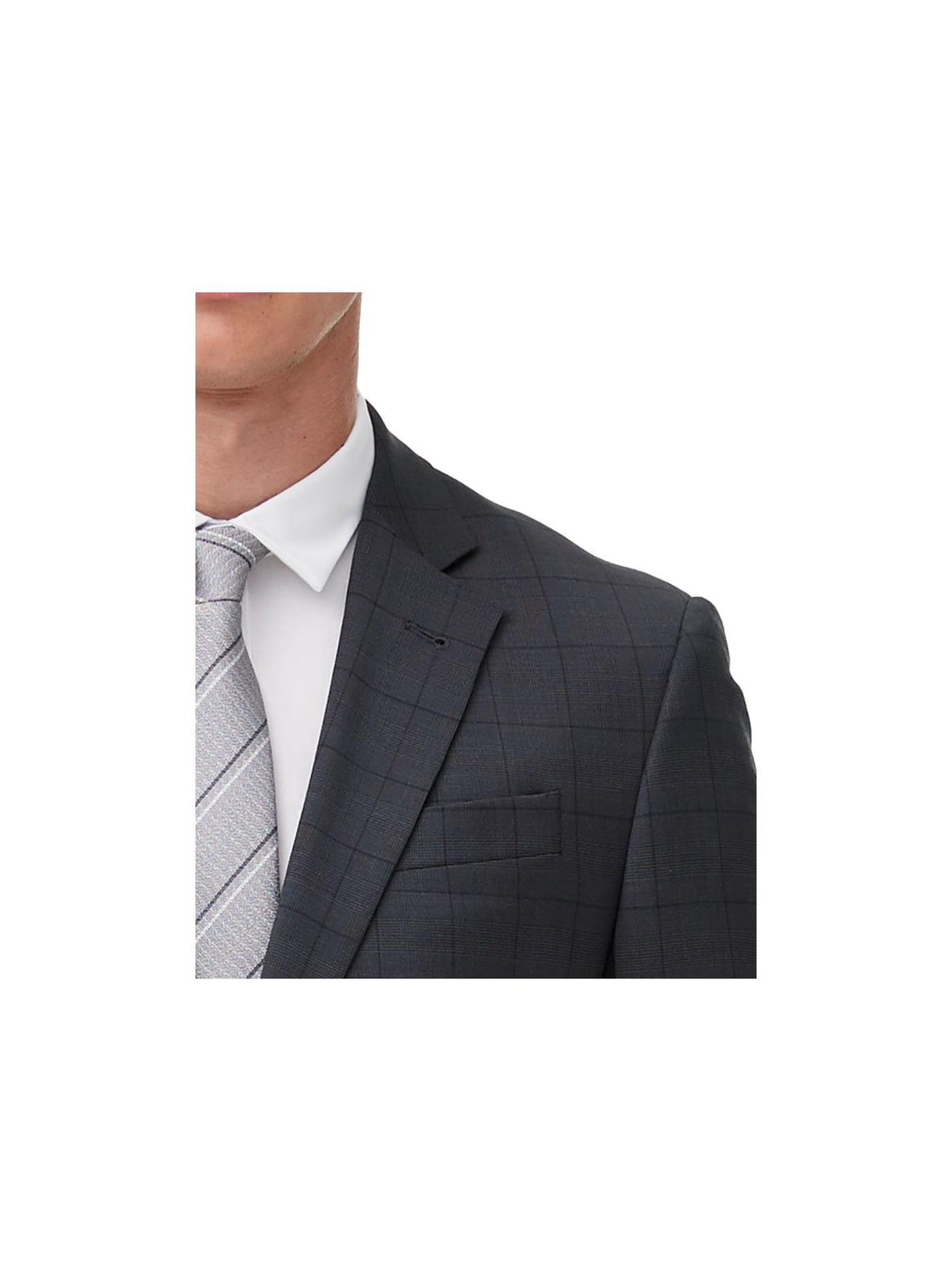 ARMANI EXCHANGE Mens Black Windowpane Plaid Suit Separate Blazer Jacket 44