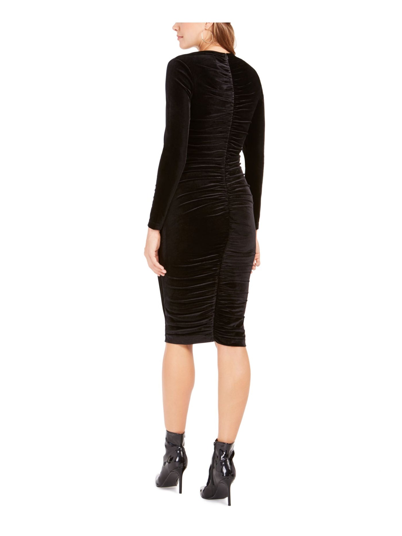 BARDOT Womens Long Sleeve Jewel Neck Knee Length Evening Body Con Dress