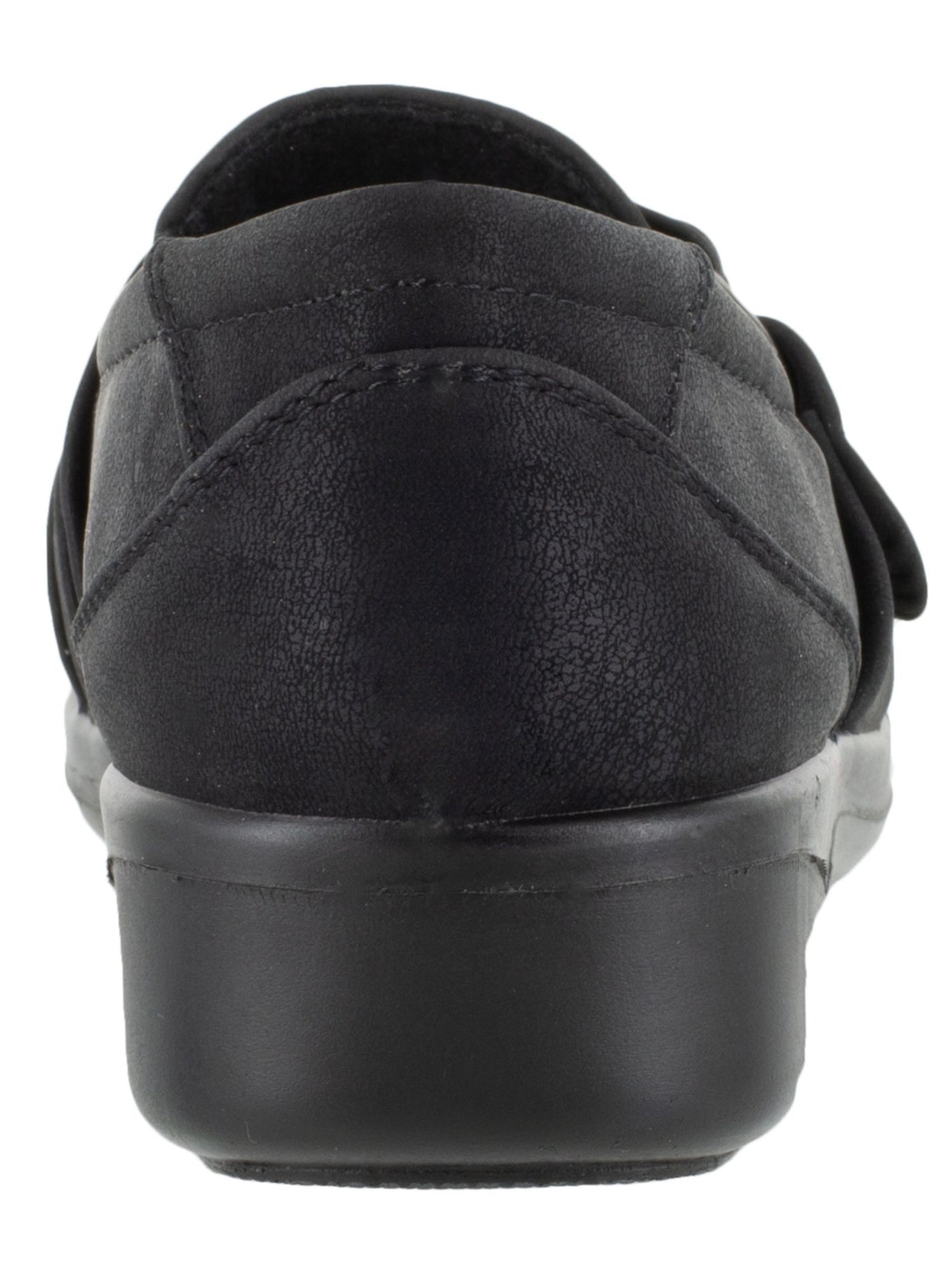 EASY STREET Womens Black 1/2" Platform Metal Hardware Cushioned Ruffled Tully Round Toe Wedge Slip On Flats Shoes 7.5 M