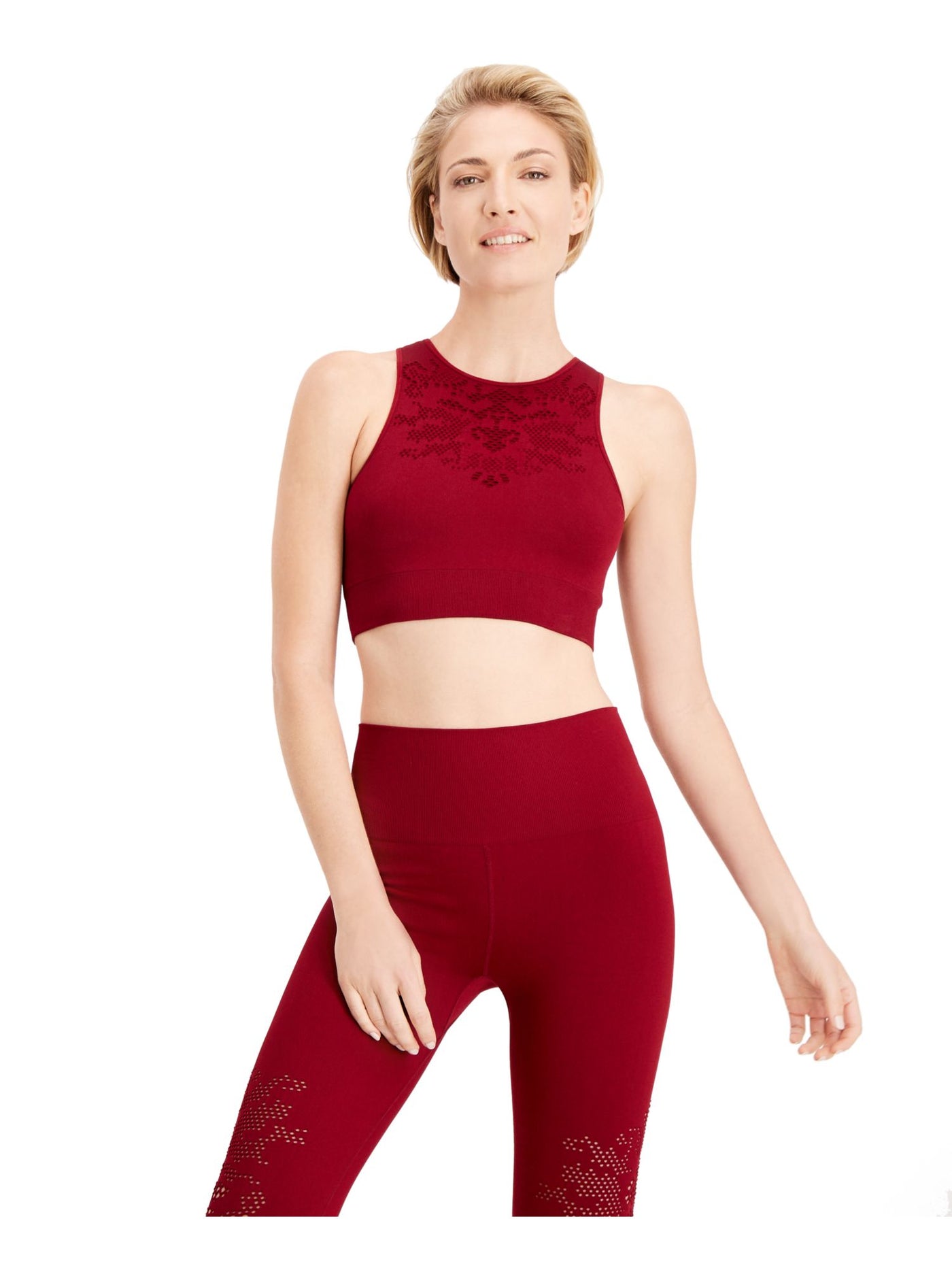 IDEOLOGY Intimates Red Perforated Mid-Impact Sports Bra M