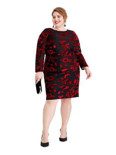 JESSICA HOWARD Womens Red Knee Length Sheath Evening Dress Plus 22W Plus