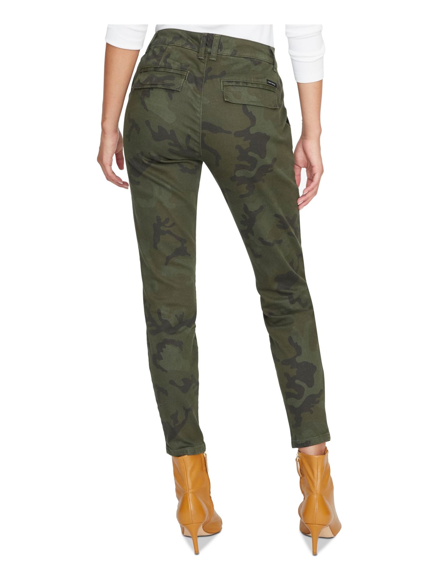 SANCTUARY Womens Green Zippered Pocketed Ankle Camouflage Skinny Jeans 24