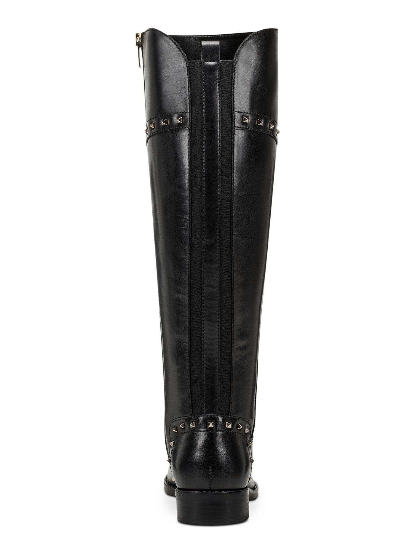 MARC FISHER Womens Black Flex Gore Back Accents Studded Cushioned Slip Resistant Water Resistant Secalm Round Toe Block Heel Zip-Up Riding Boot 6.5 M