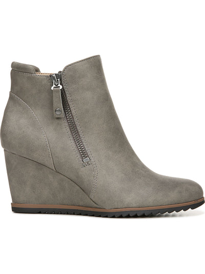 SOUL NATURALIZER Womens Gray Stretch Gore Arch Support Padded Haley Almond Toe Wedge Zip-Up Booties 9 M