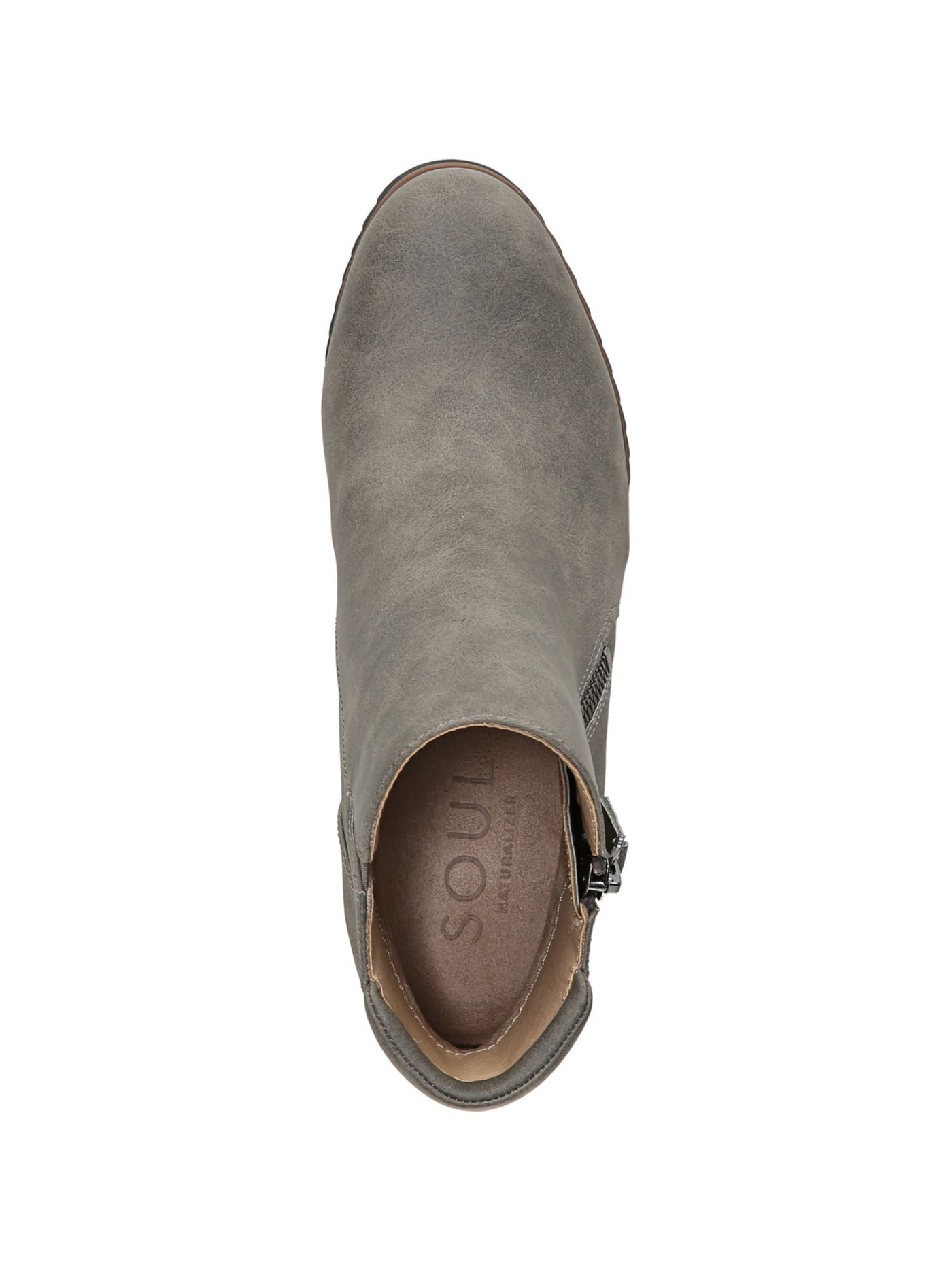 SOUL NATURALIZER Womens Gray Stretch Gore Arch Support Padded Haley Almond Toe Wedge Zip-Up Booties 8.5 M