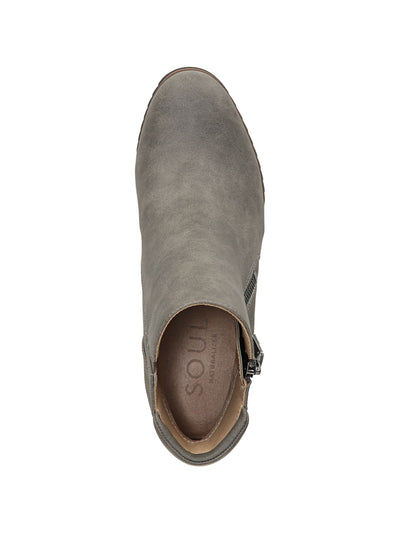 SOUL NATURALIZER Womens Gray Stretch Gore Arch Support Padded Haley Almond Toe Wedge Zip-Up Booties 8.5 M