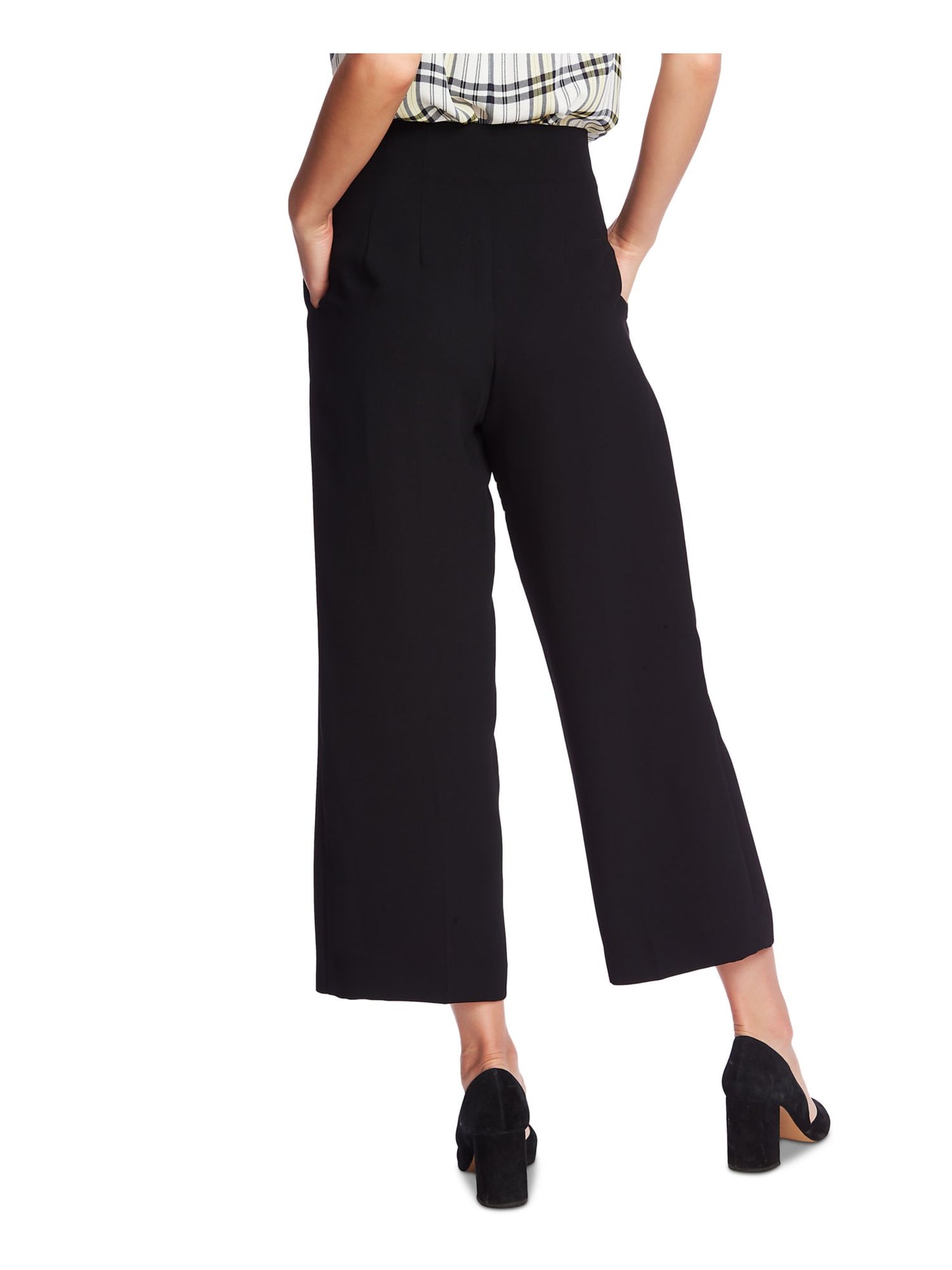 1. STATE Womens Black Pocketed Belted Wide Leg Pants 4
