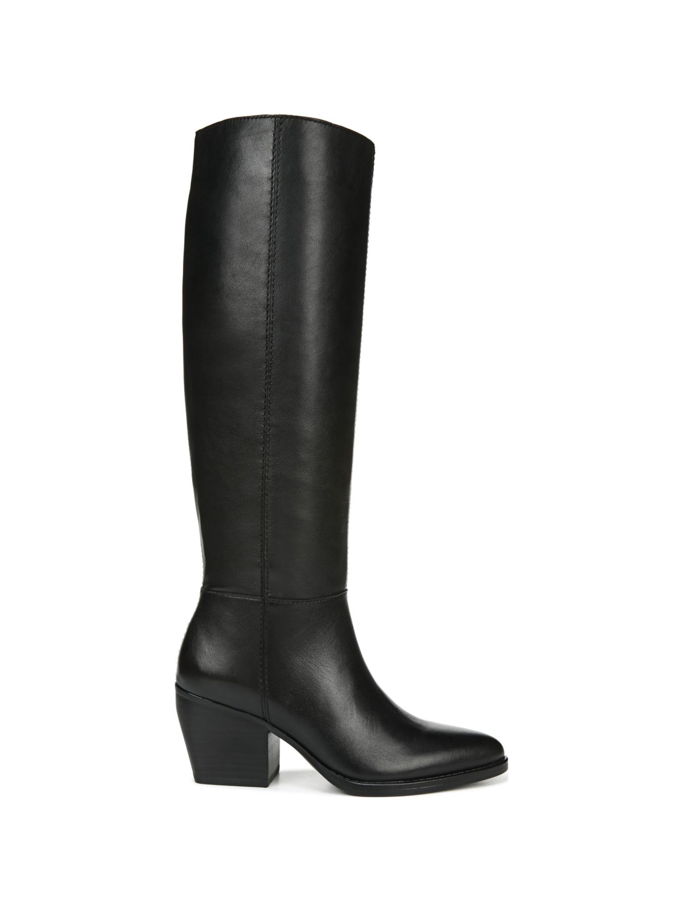 NATURALIZER Womens Black Wide Calf Pointed Toe Stacked Heel Zip-Up Leather Heeled Boots 7.5