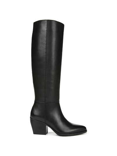 NATURALIZER Womens Black Wide Calf Pointed Toe Stacked Heel Zip-Up Leather Heeled Boots 7.5