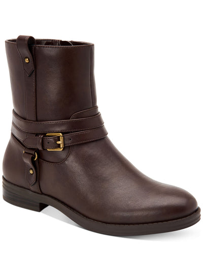 STYLE & COMPANY Womens Brown Buckle Accent Padded State Round Toe Block Heel Zip-Up Booties 6 M