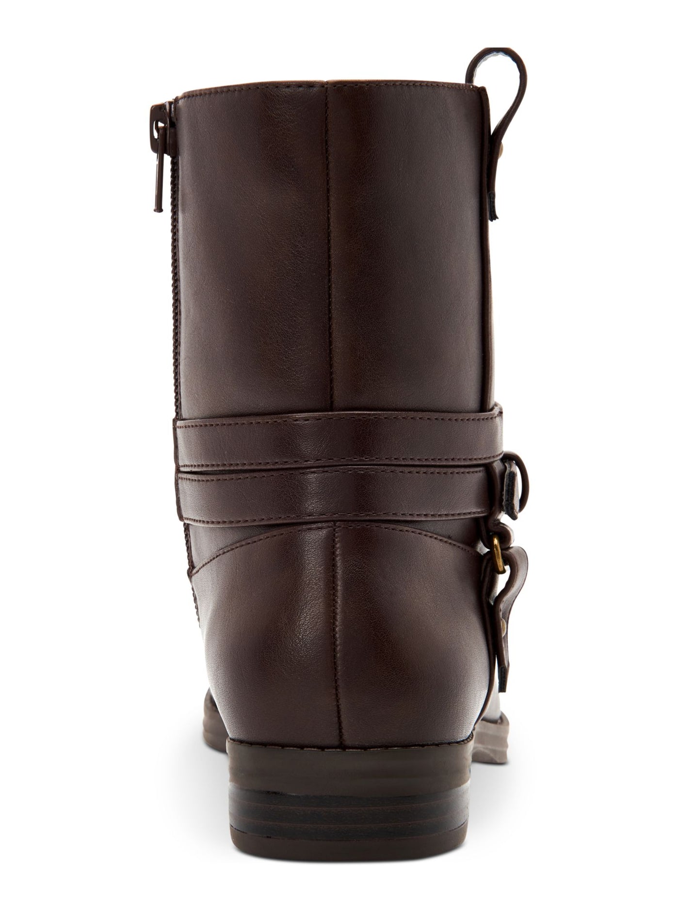 STYLE & COMPANY Womens Brown Buckle Accent Padded State Round Toe Block Heel Zip-Up Booties 6 M