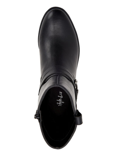 STYLE & COMPANY Womens Black Buckle Accent State Round Toe Block Heel Zip-Up Booties 6 M