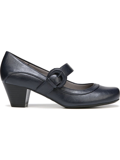 LIFE STRIDE Womens Navy Mary Jane Strap Buckle Accent Rozz Block Heel Slip On Pumps Shoes 10 M