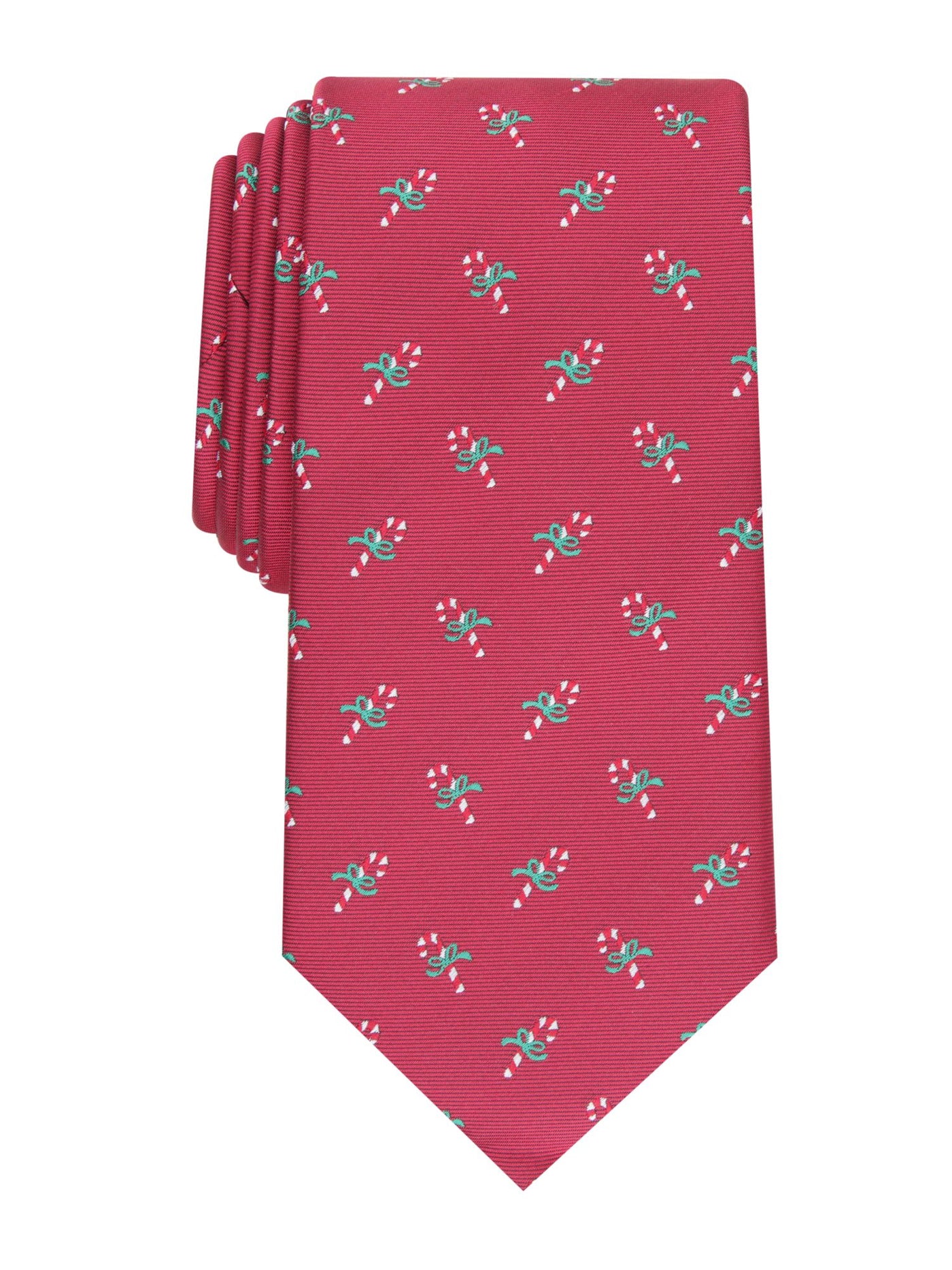 CLUBROOM Mens Red Neat Candy Cane Classic Neck Tie