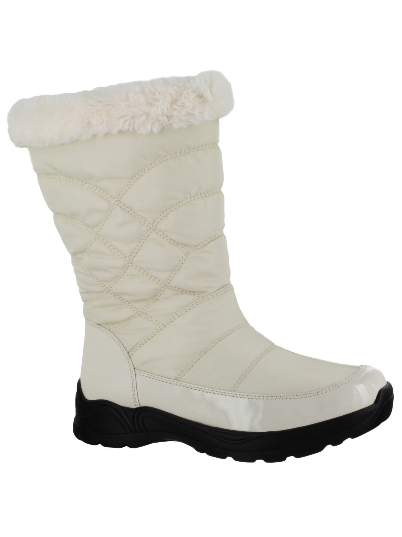 EASY DRY Womens White Quilted Gusseted Zipper Comfort Waterproof Cuddle Round Toe Zip-Up Snow Boots 10 W