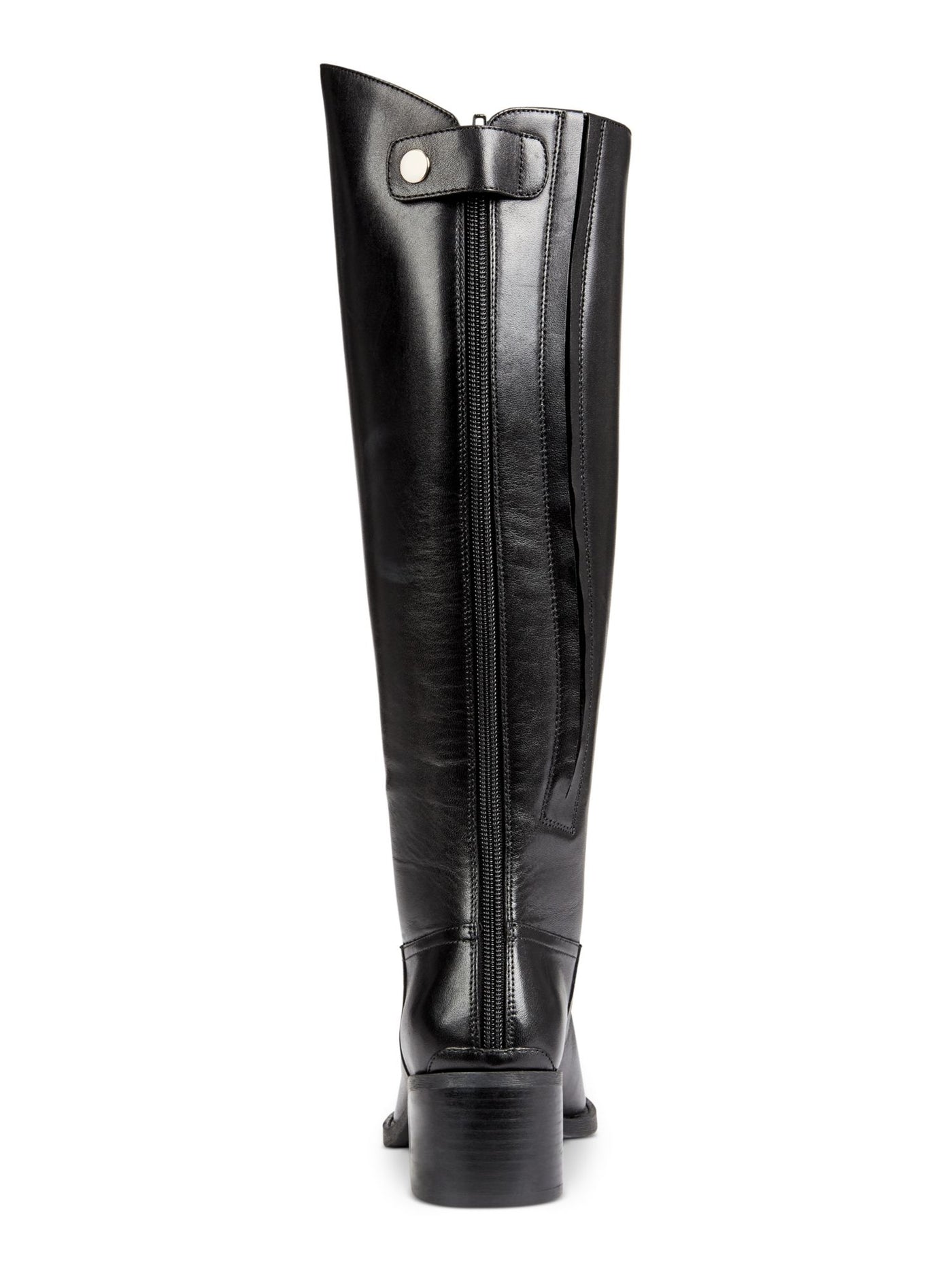 INC Womens Black Buckle Padded Almond Toe Block Heel Zip-Up Leather Riding Boot 6.5 M