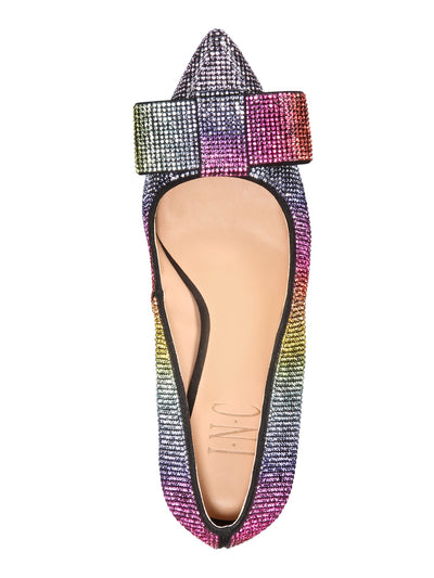INC Womens Purple Rainbow Rhinestone Bow Accent Kalina Pointed Toe Stiletto Slip On Dress Pumps Shoes 5.5 M