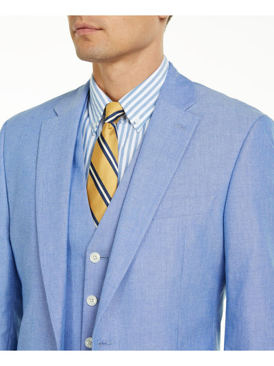 TOMMY HILFIGER Mens Light Blue Single Breasted, Stretch, Regular Fit Chambray Suit Separate Blazer Jacket 42L