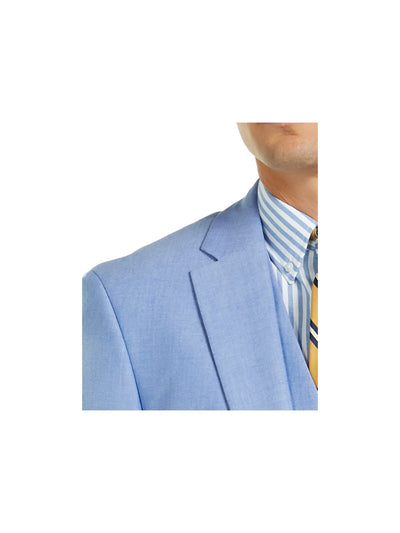 TOMMY HILFIGER Mens Light Blue Single Breasted, Stretch, Regular Fit Chambray Suit Separate Blazer Jacket 44L