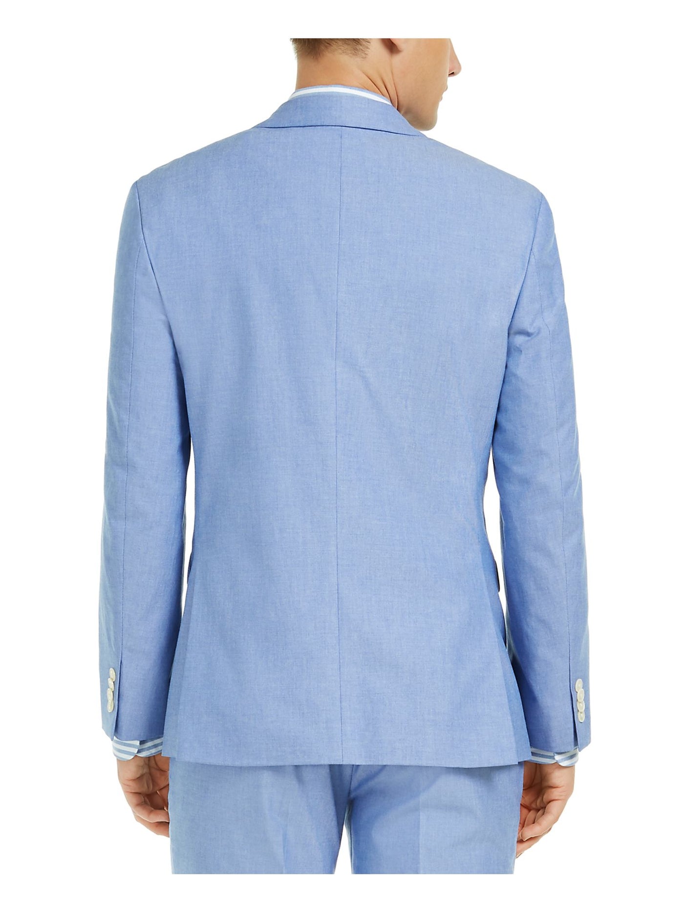 TOMMY HILFIGER Mens Blue  Single Breasted, Stretch, Regular Fit Chambray Suit Separate Blazer Jacket 38R