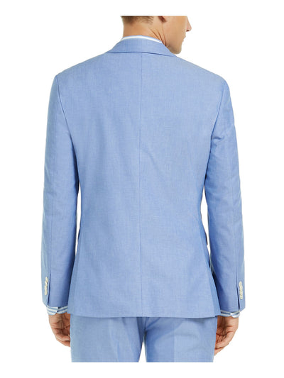 TOMMY HILFIGER Mens Blue Single Breasted, Stretch, Regular Fit Chambray Suit Separate Blazer Jacket 40L