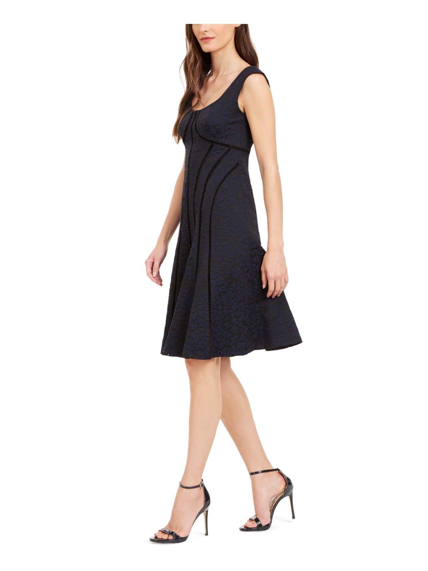 NANETTE LEPORE Womens Navy Sleeveless Above The Knee Fit + Flare Dress 10