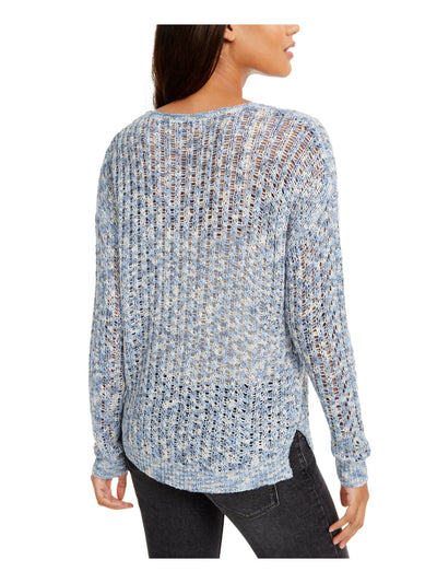FRESHMAN FOREVER Womens Blue Knitted Long Sleeve Scoop Neck Sweater Juniors XS