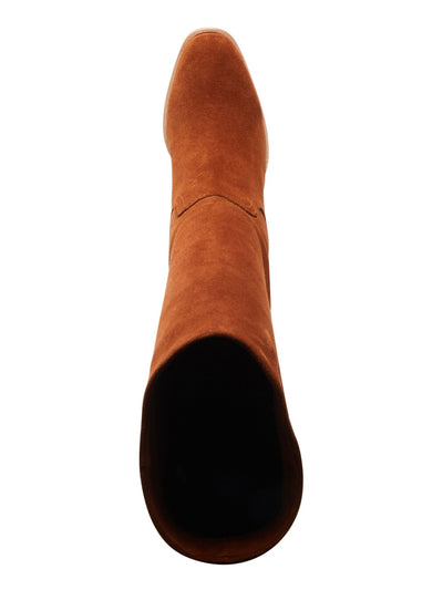STEVEN Womens Brown Impact Almond Toe Block Heel Slip On Leather Heeled Boots 8 M