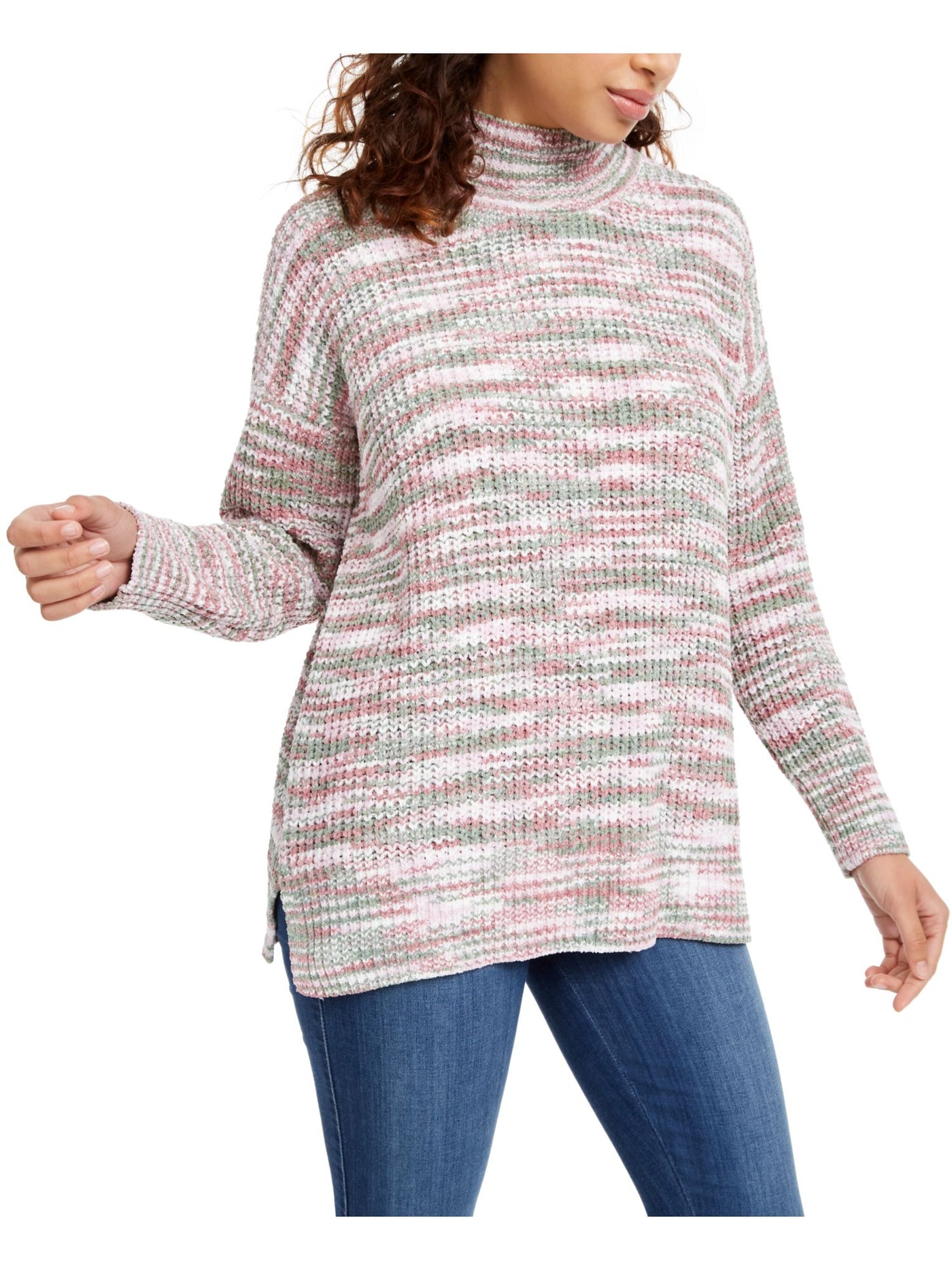 HIPPIE ROSE Womens Pink Printed Long Sleeve Turtle Neck Blouse Juniors S