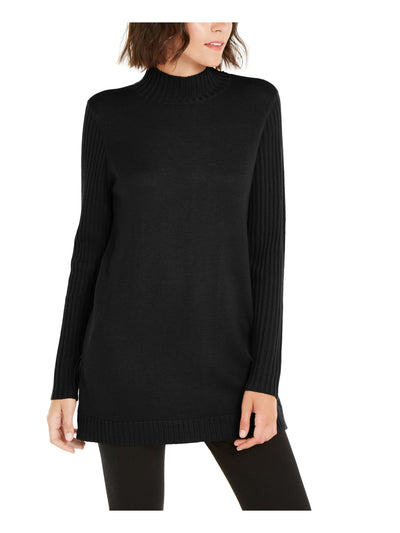 INC Womens Black Textured Long Sleeve Mock Sweater XS