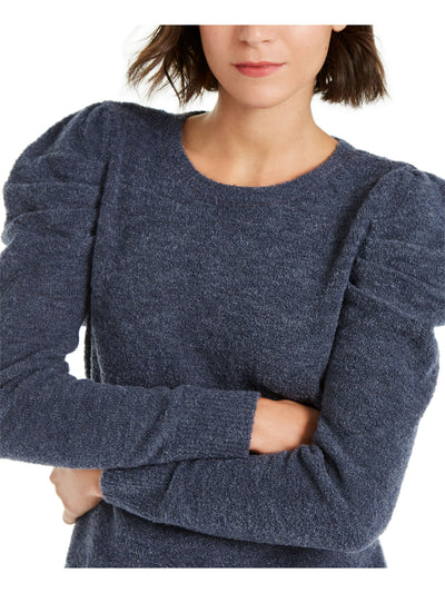 INC Womens Blue Stretch Ribbed Long Sleeve Jewel Neck Sweater M