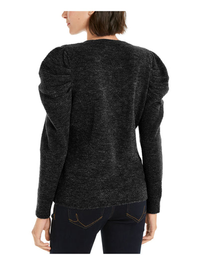 INC Womens Black Ribbed Long Sleeve Jewel Neck Sweater S