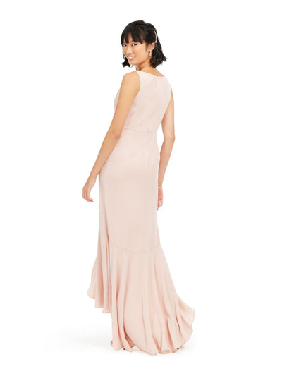 ADRIANNA PAPELL Womens Pink V Neck Full-Length Formal Hi-Lo Dress 6