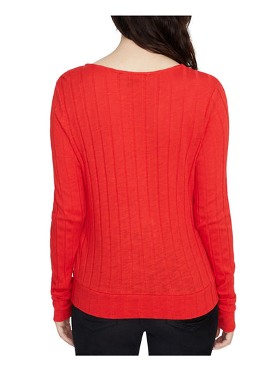 SANCTUARY Womens Red Long Sleeve V Neck Wrap Top XS