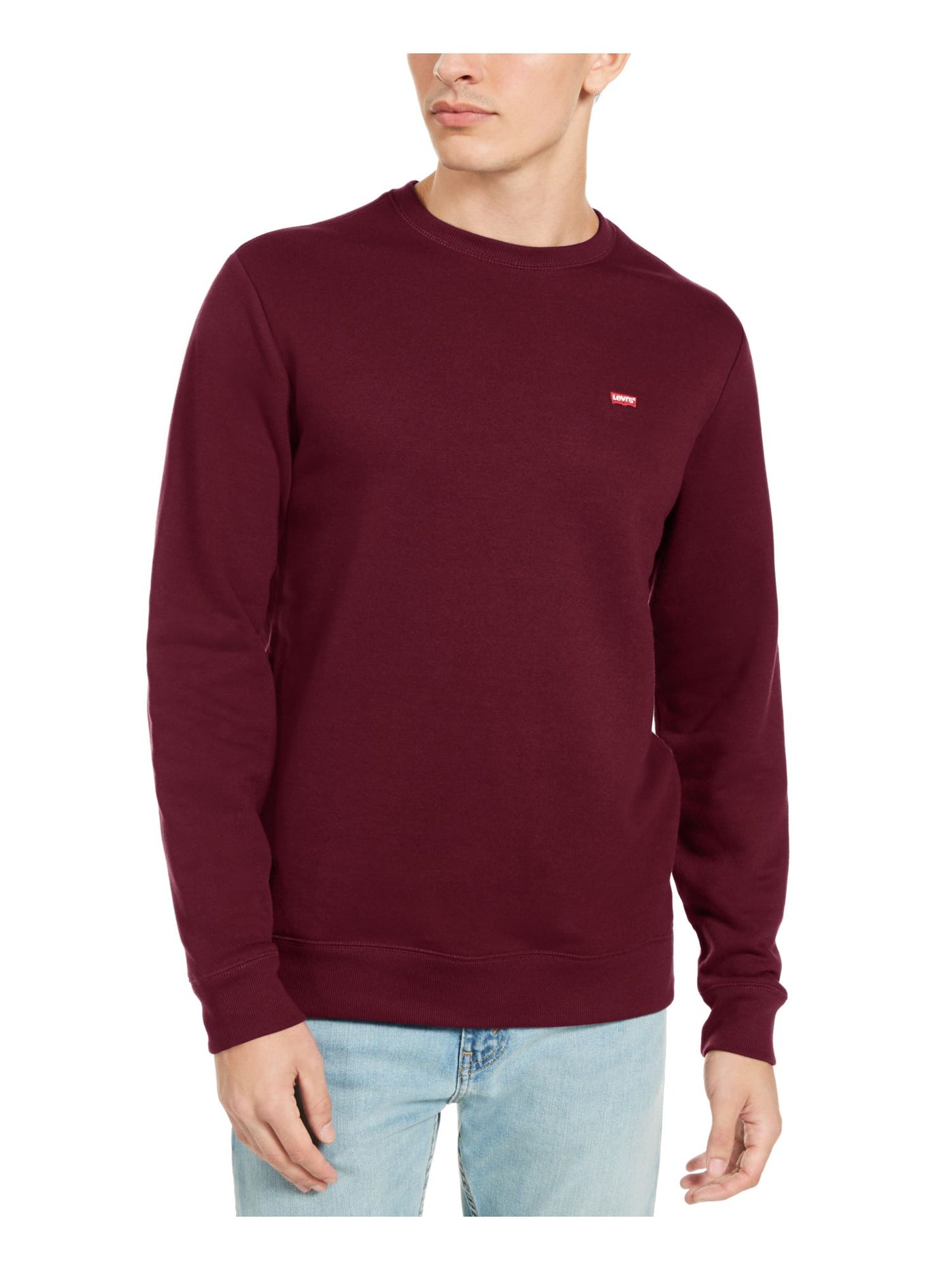 LEVI'S Mens Maroon Long Sleeve Crew Neck Fleece Lined Pullover Sweater XL