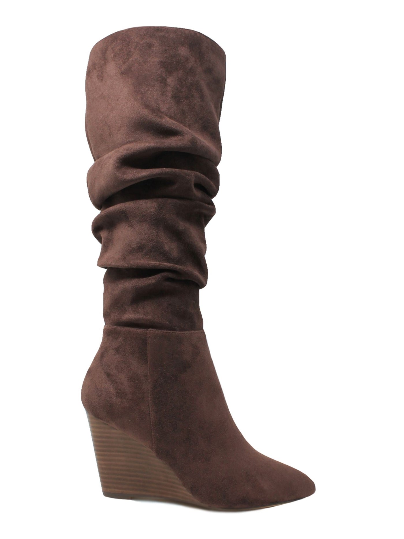 CHARLES Womens Brown Slouchy Cushioned Expose Almond Toe Wedge Zip-Up Dress Boots 8