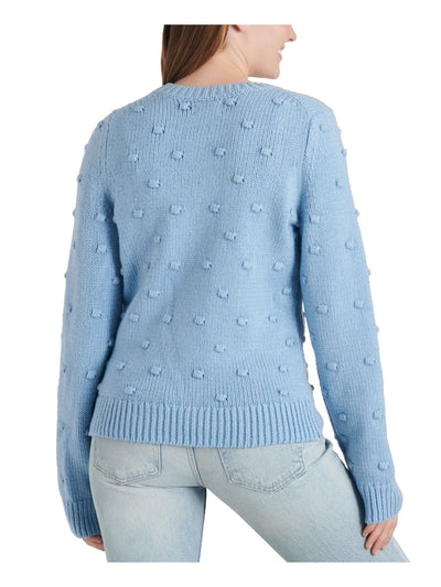 LUCKY BRAND Womens Light Blue Embroidered Long Sleeve Crew Neck T-Shirt M