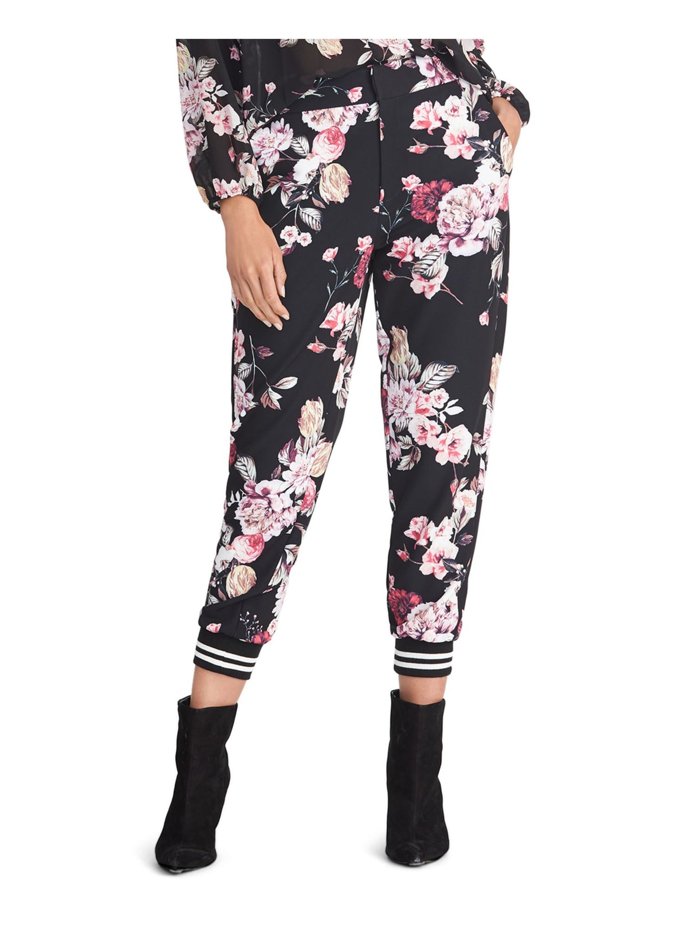 RACHEL ROY Womens Black Floral Straight leg Pants XXL