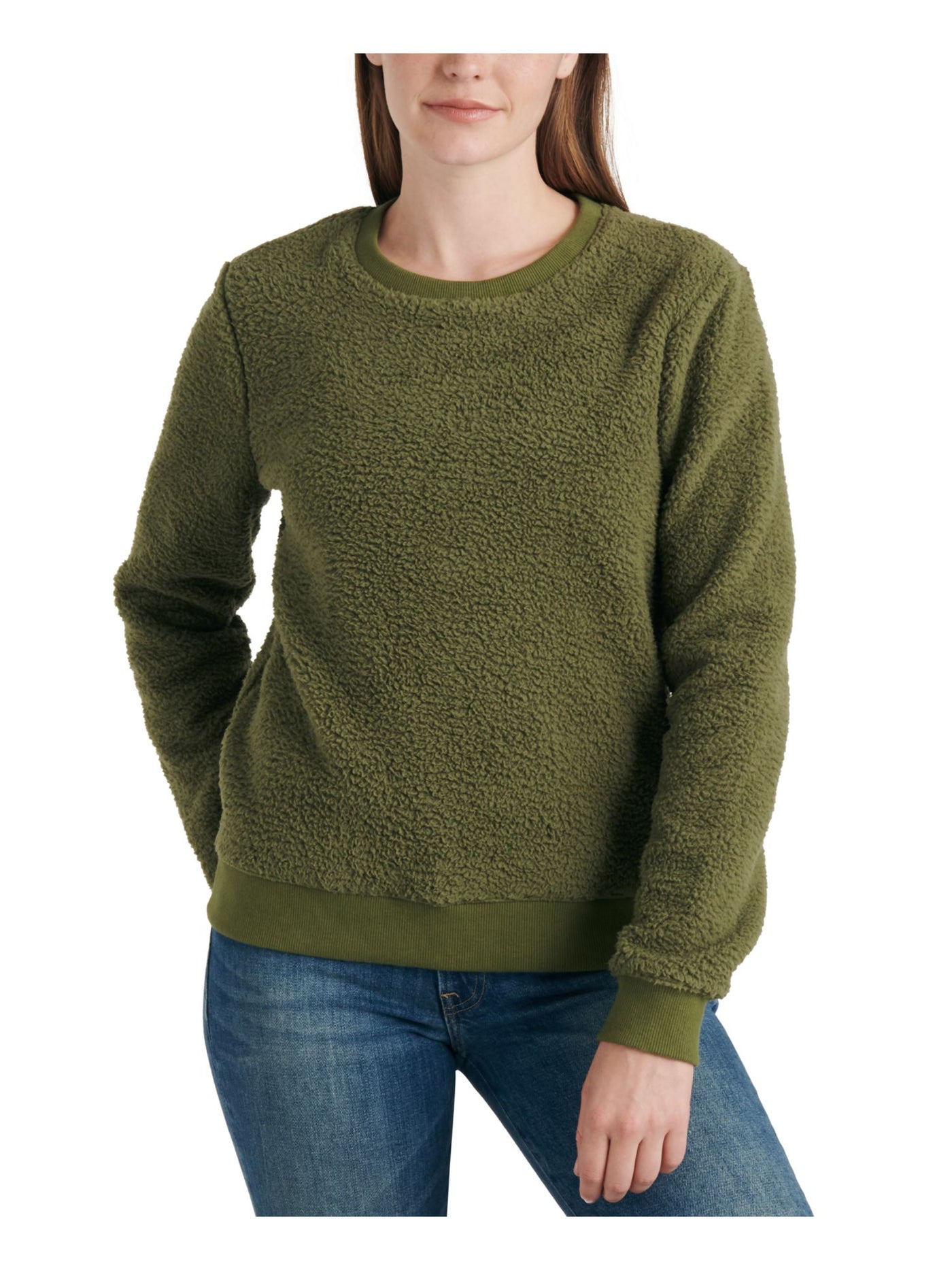 LUCKY BRAND Womens Green Long Sleeve Crew Neck Sweater L