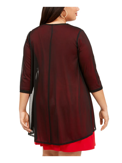 CONNECTED APPAREL Womens Black Open Cardigan Top Plus 3X
