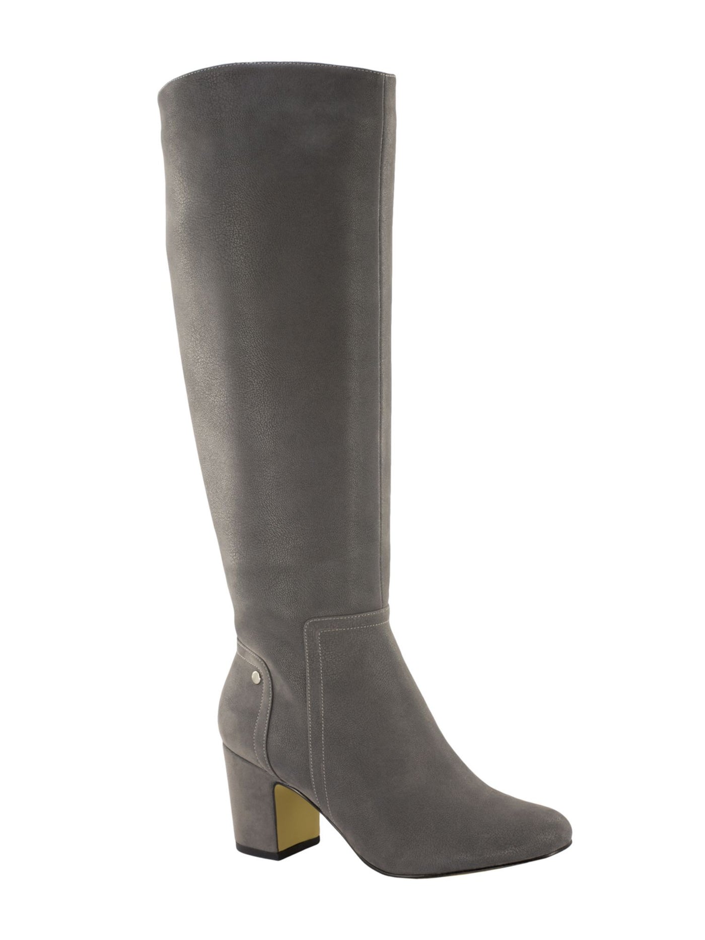 BELLA VITA Womens Gray Metal Stud Accents Flex Gore Padded Kassidy Ii Almond Toe Block Heel Zip-Up Boots Shoes 6 M
