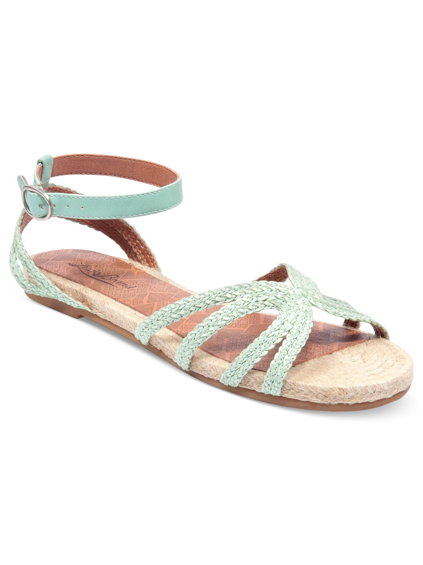 LUCKY BRAND Womens Green Ankle Strap Braided Dionna Round Toe Buckle Leather Espadrille Shoes 5.5 M