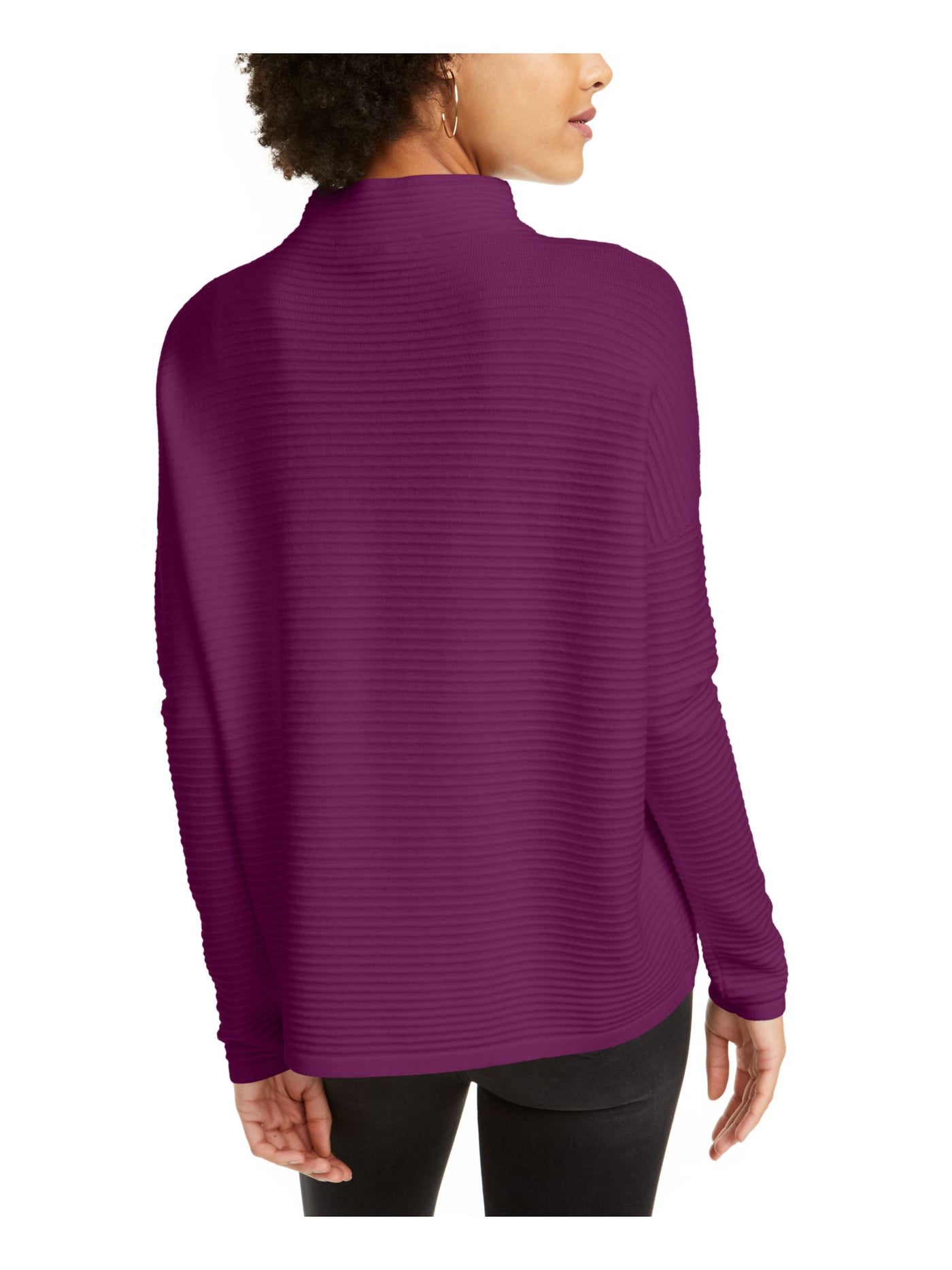 FRENCH CONNECTION Womens Purple Textured Long Sleeve Mock Neck Sweater M