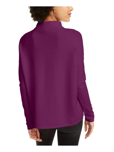 FRENCH CONNECTION Womens Purple Textured Long Sleeve Mock Neck Sweater M