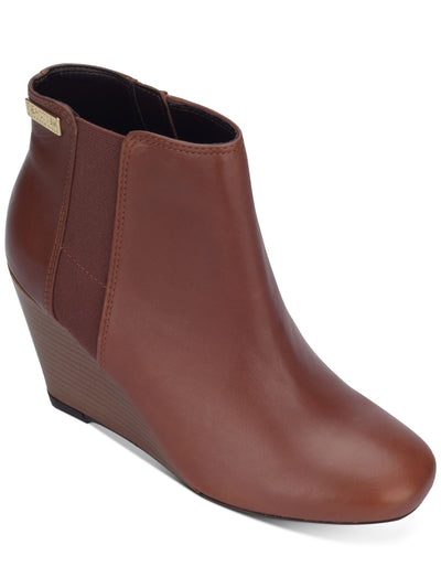 REACTION KENNETH COLE Womens Burgundy Padded Logo Marcy Round Toe Zip-Up Leather Booties 6.5 M