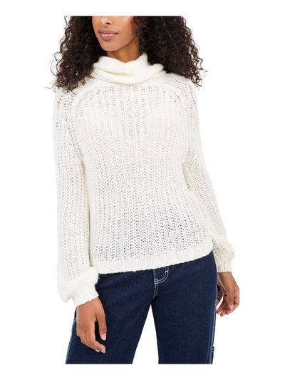 PLANET GOLD Womens Ivory Knitted Printed Long Sleeve Cowl Neck T-Shirt Juniors M